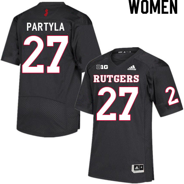 Women #27 Piotr Partyla Rutgers Scarlet Knights College Football Jerseys Sale-Black - Click Image to Close